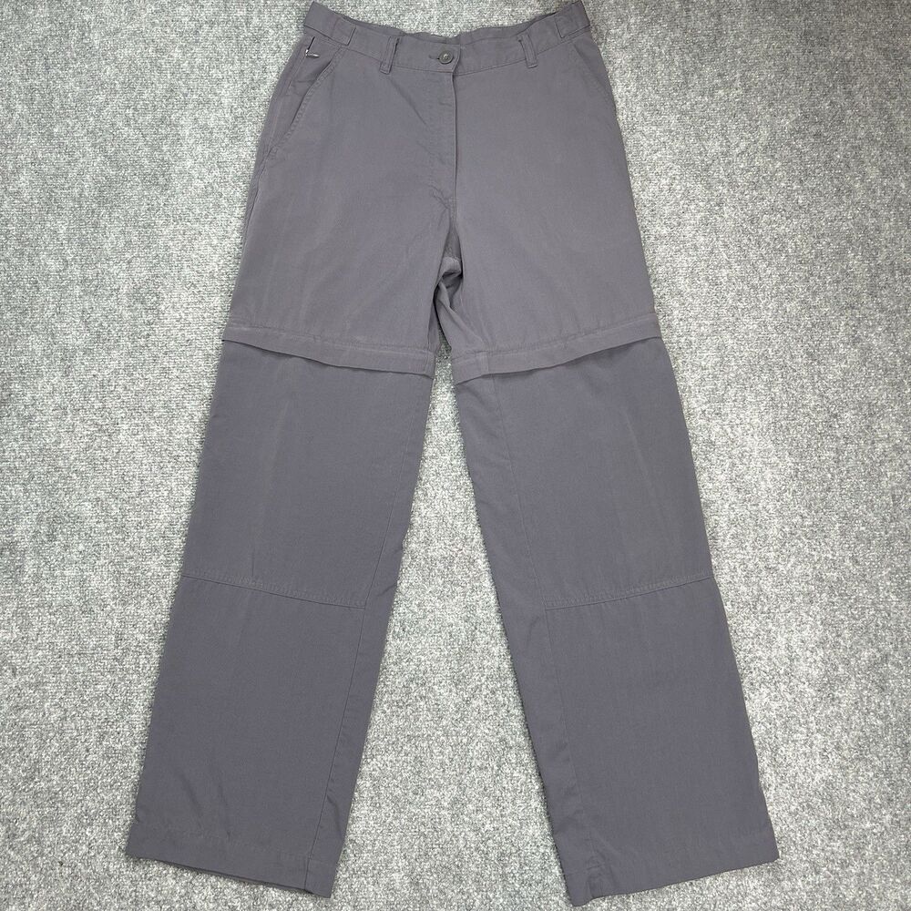 Kathmandu Convertible Trail Pants Womens 10 Gray Zip Off Nylon Adjustable Waist